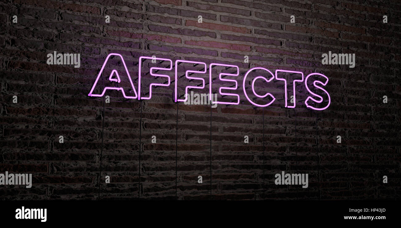 AFFECTS -Realistic Neon Sign on Brick Wall background - 3D rendered ...