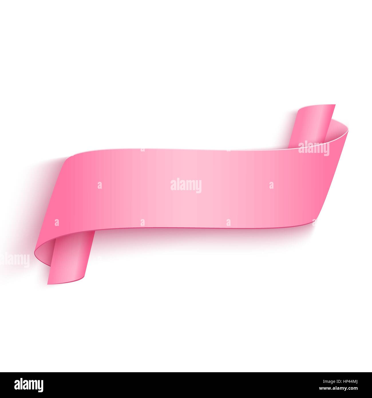 Vector 3d Pink Curved Paper Banner Isolated on White Background. Easy