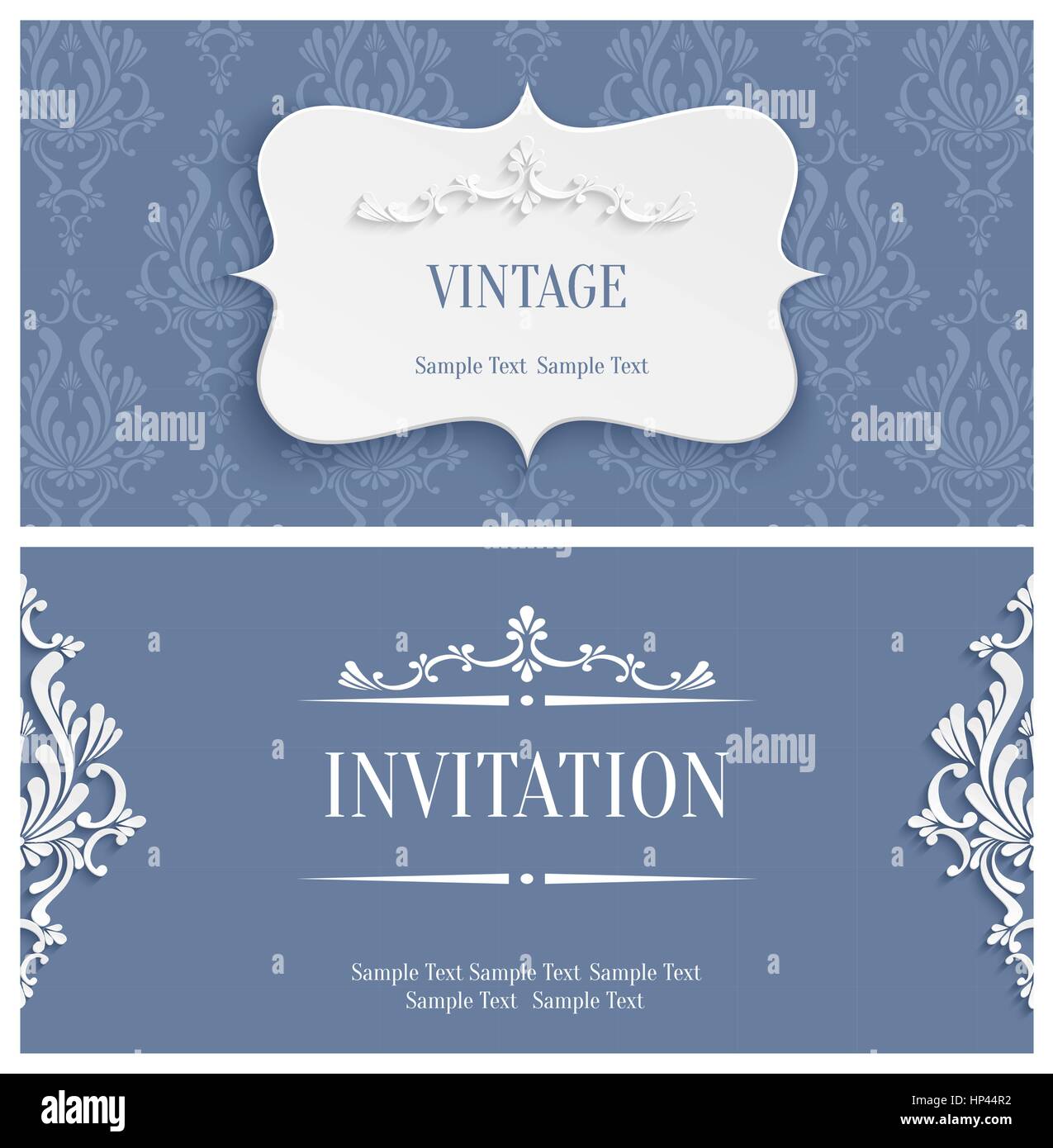 Vector Grey Vintage Background with 3d Floral Damask Pattern for ...