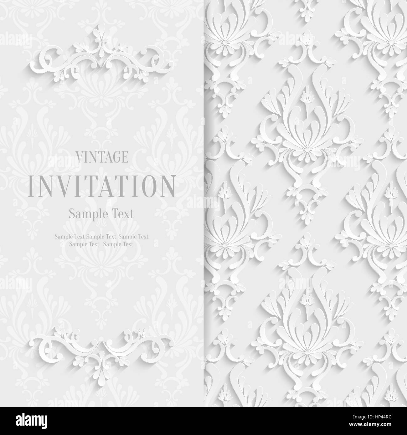 Vector White Floral 3d Christmas and Invitation Background Template Stock Vector