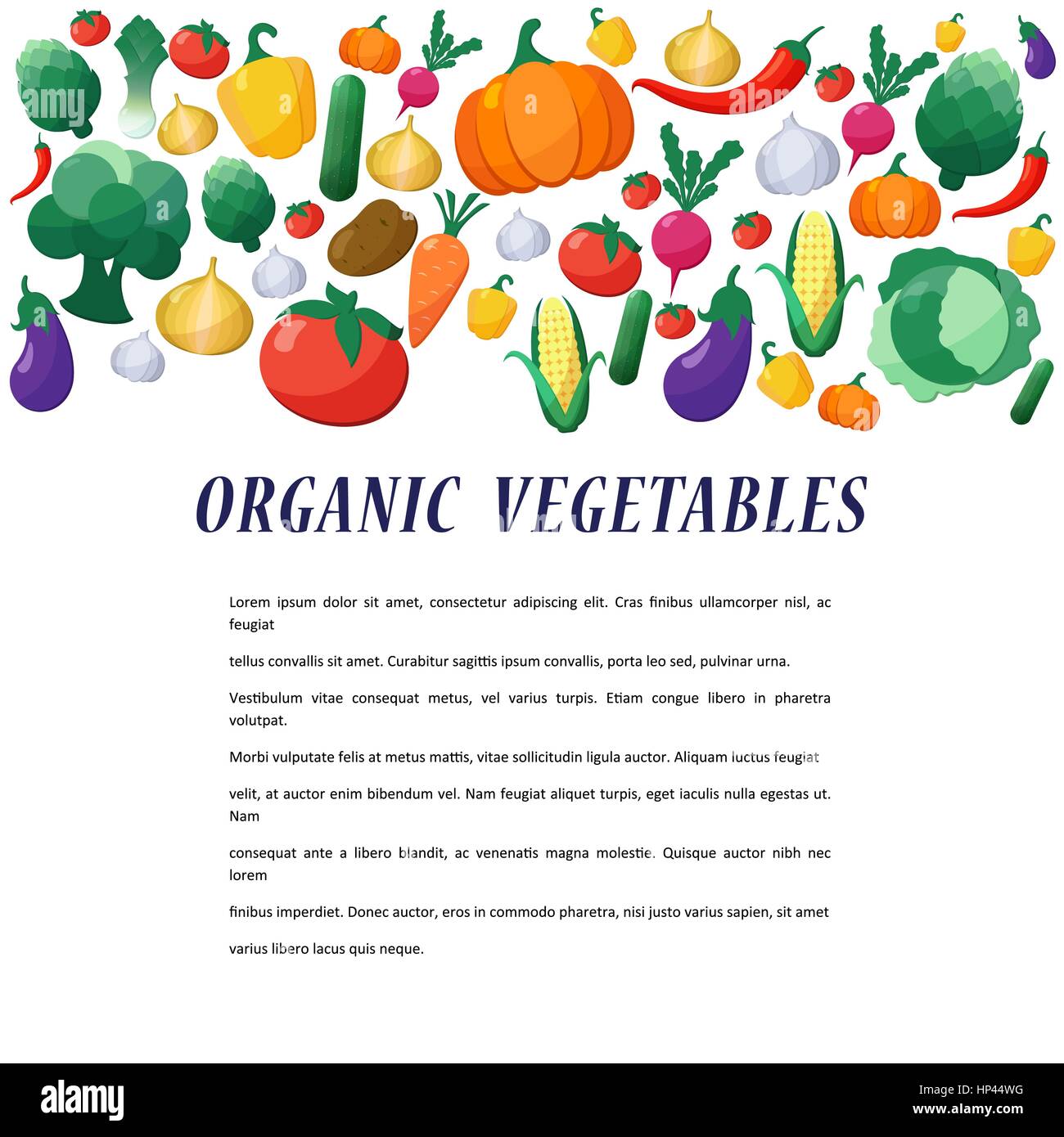 Vector Vegetables Background in Flat Style, Concept Organic Food ...