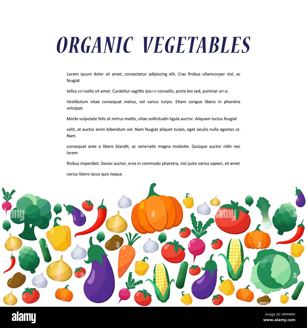 Vector Vegetables Background in Flat Style, Concept Organic Food ...