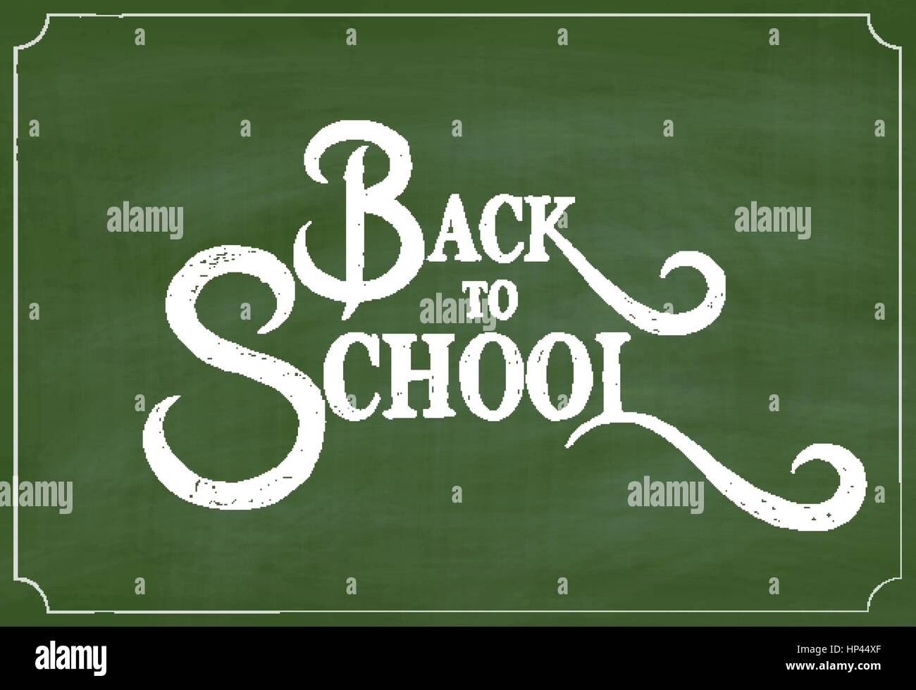 Back to School Chalk Hand Drawing Greeting Card over Green Chalkboard. Vector Background Stock Vector