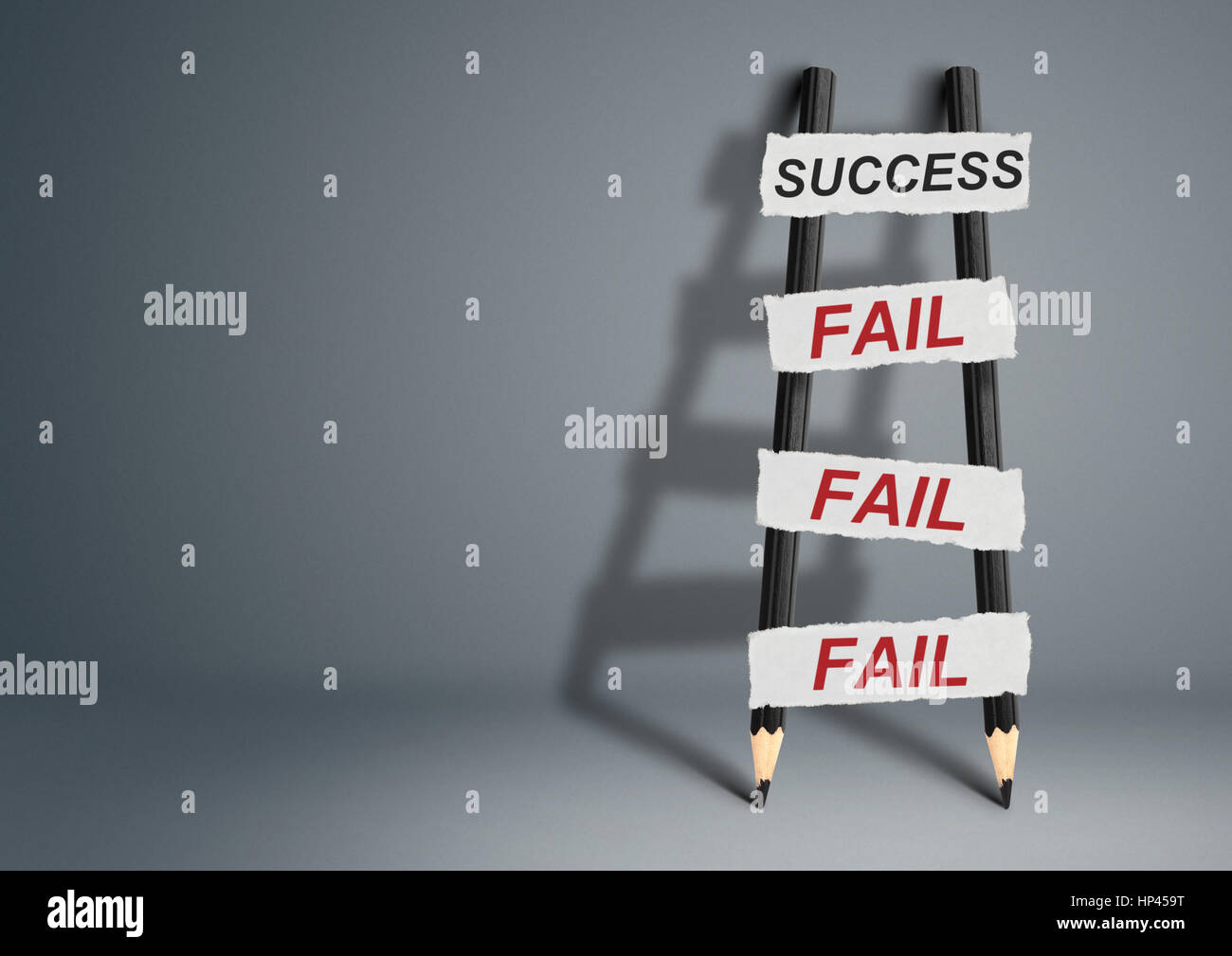To success through failures creative concept, pencil Ladder Stock Photo