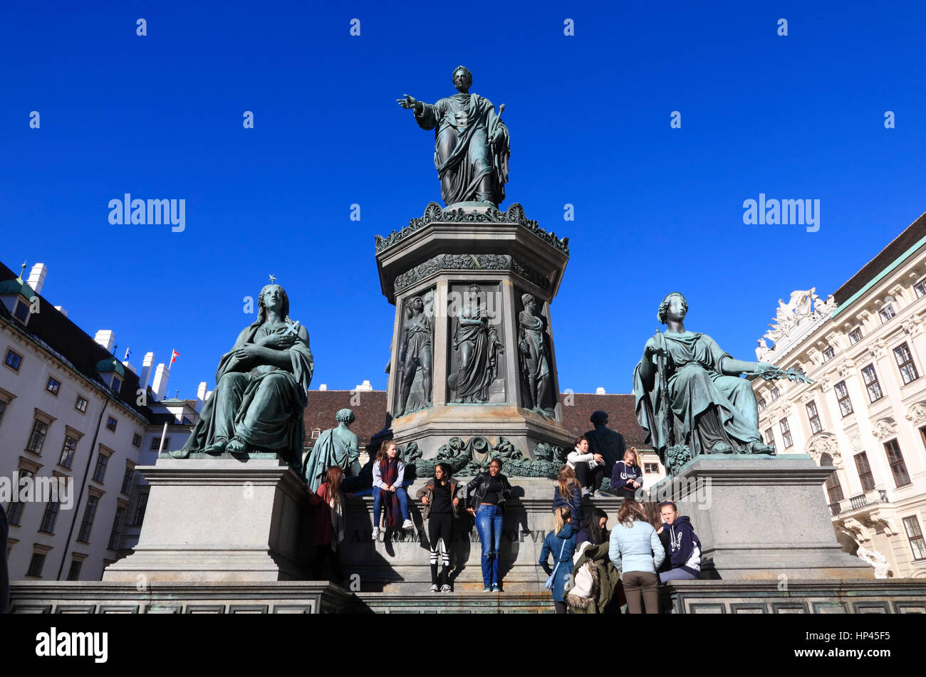 Statue Franz 1., Hofburg palace court, Vienna, Austria, Europe Stock Photo