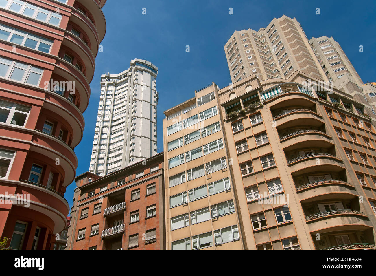 Tall buildings, La Coruña, Region of Galicia, Spain, Europe Stock Photo