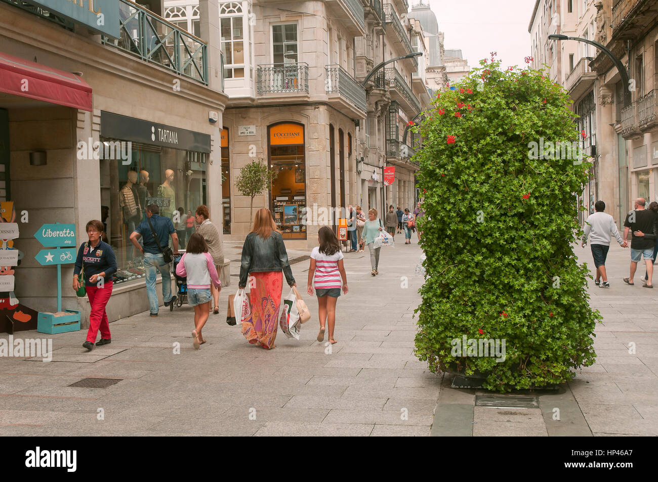 Pedestrian street, Vigo, Pontevedra province, Region of Galicia, Spain, Europe Stock Photo