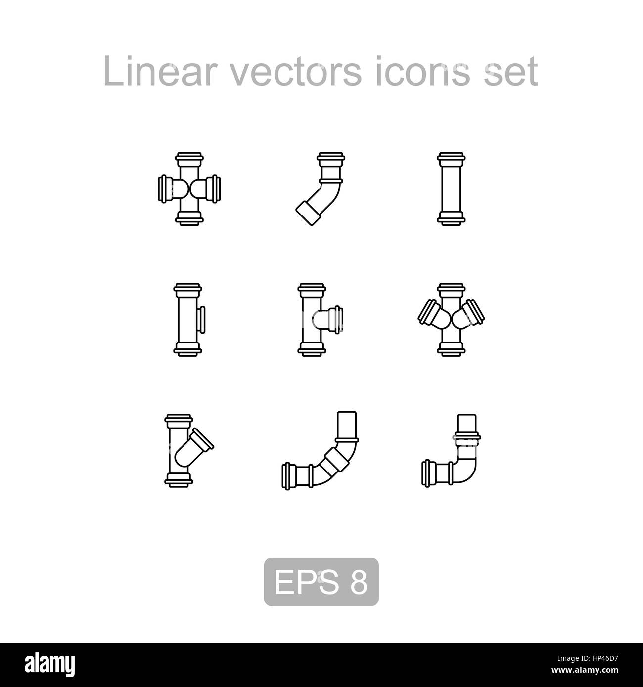 Icon of the pipes, fittings icon set in a linear style Stock Photo