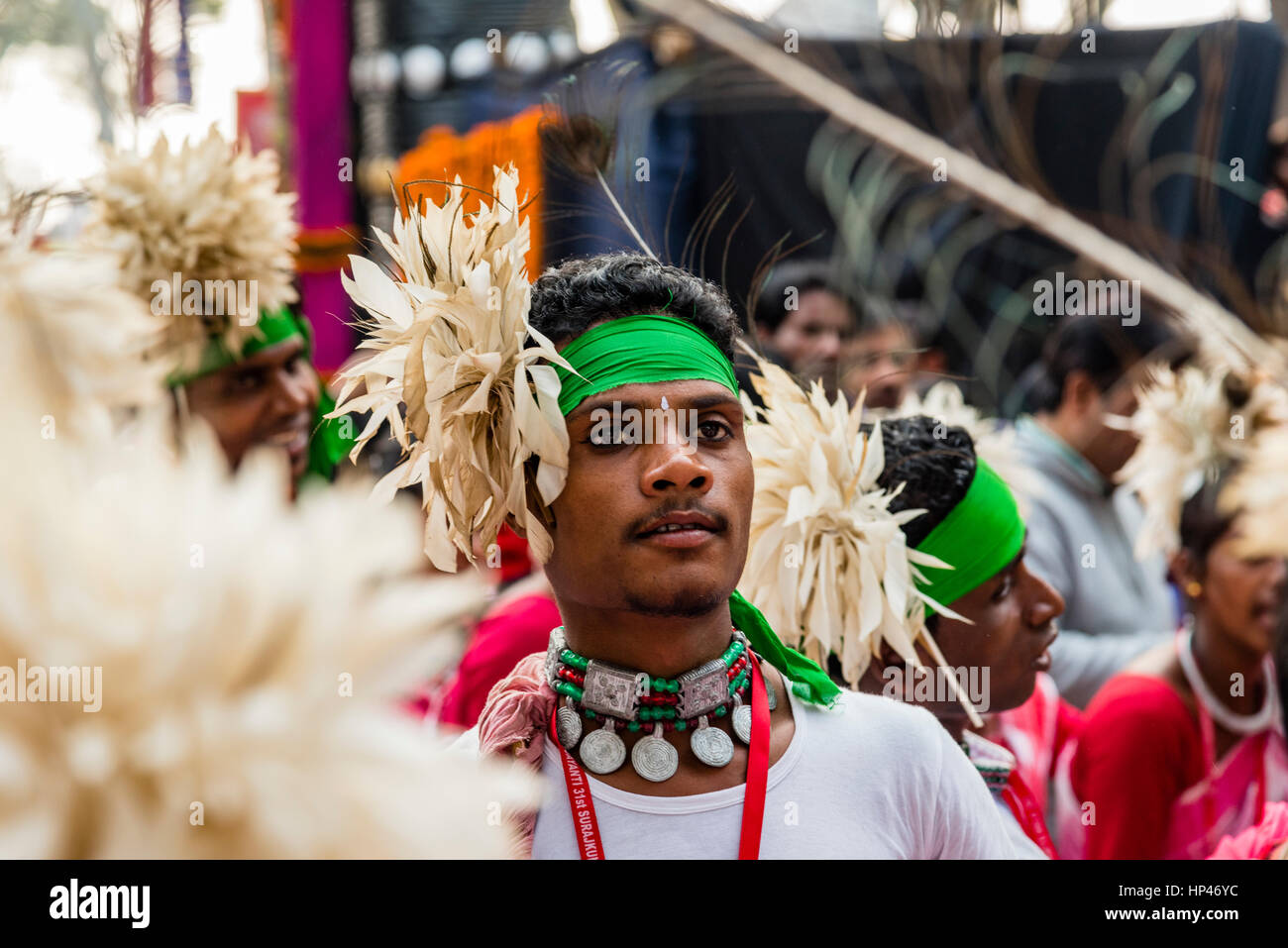 Tribals from the state of Jharkhand performing tribal dance at an event