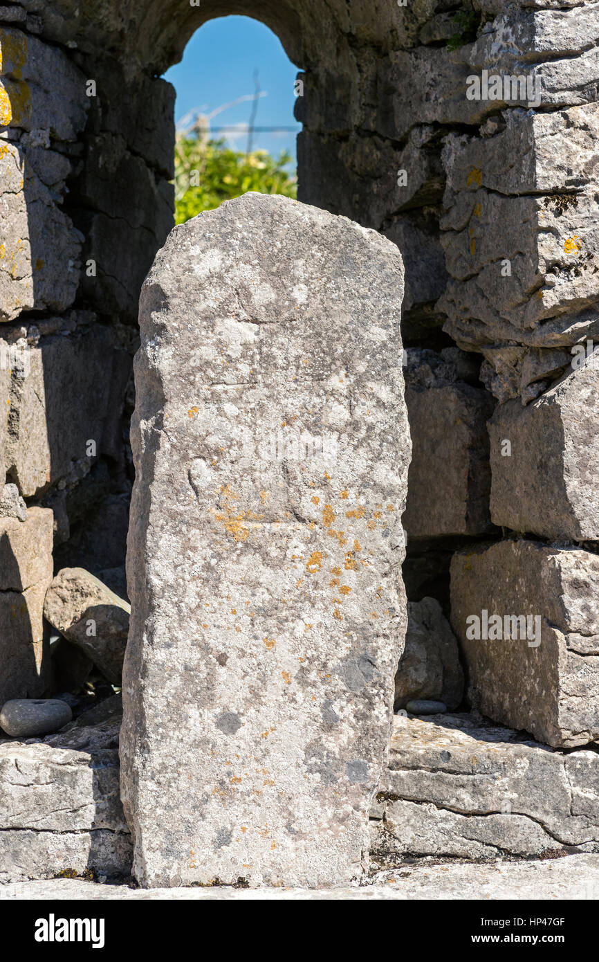 Saint Gobnait's church at Inis Oirr, County Galway, Ireland, Europe. Stock Photo