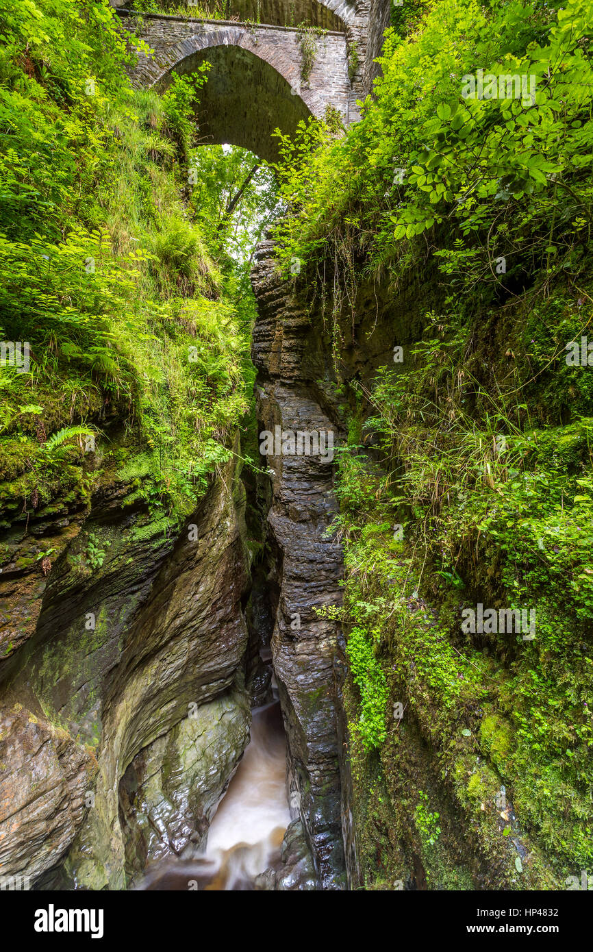 The three bridges, looking downstream, Devil's Bridge, Ceredigion