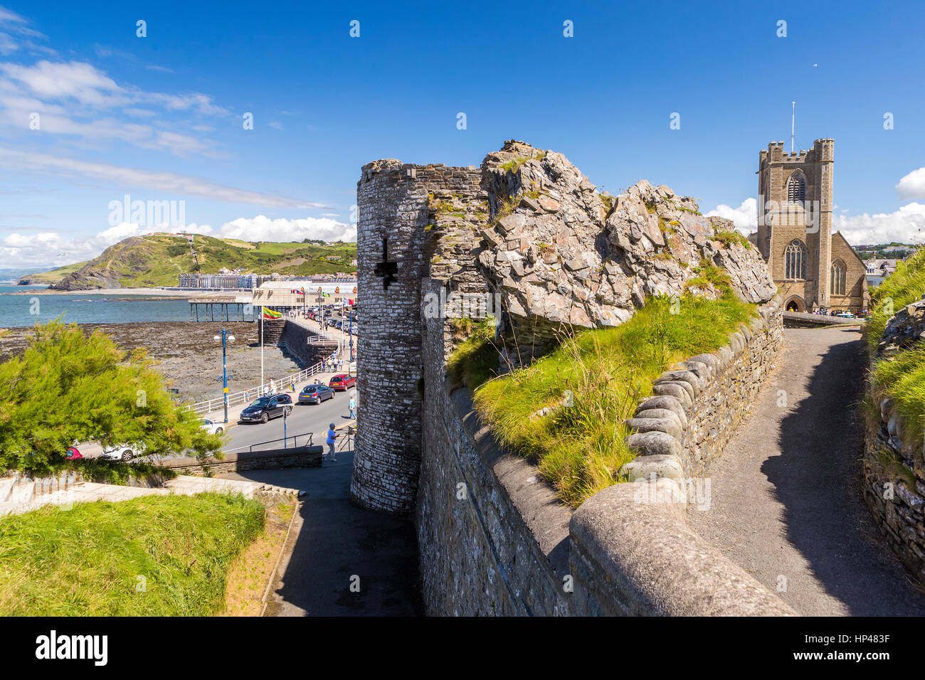 13th century castle built by Edward I, Aberystwyth, Ceredigion, Wales, United Kingdom, Europe. Stock Photo