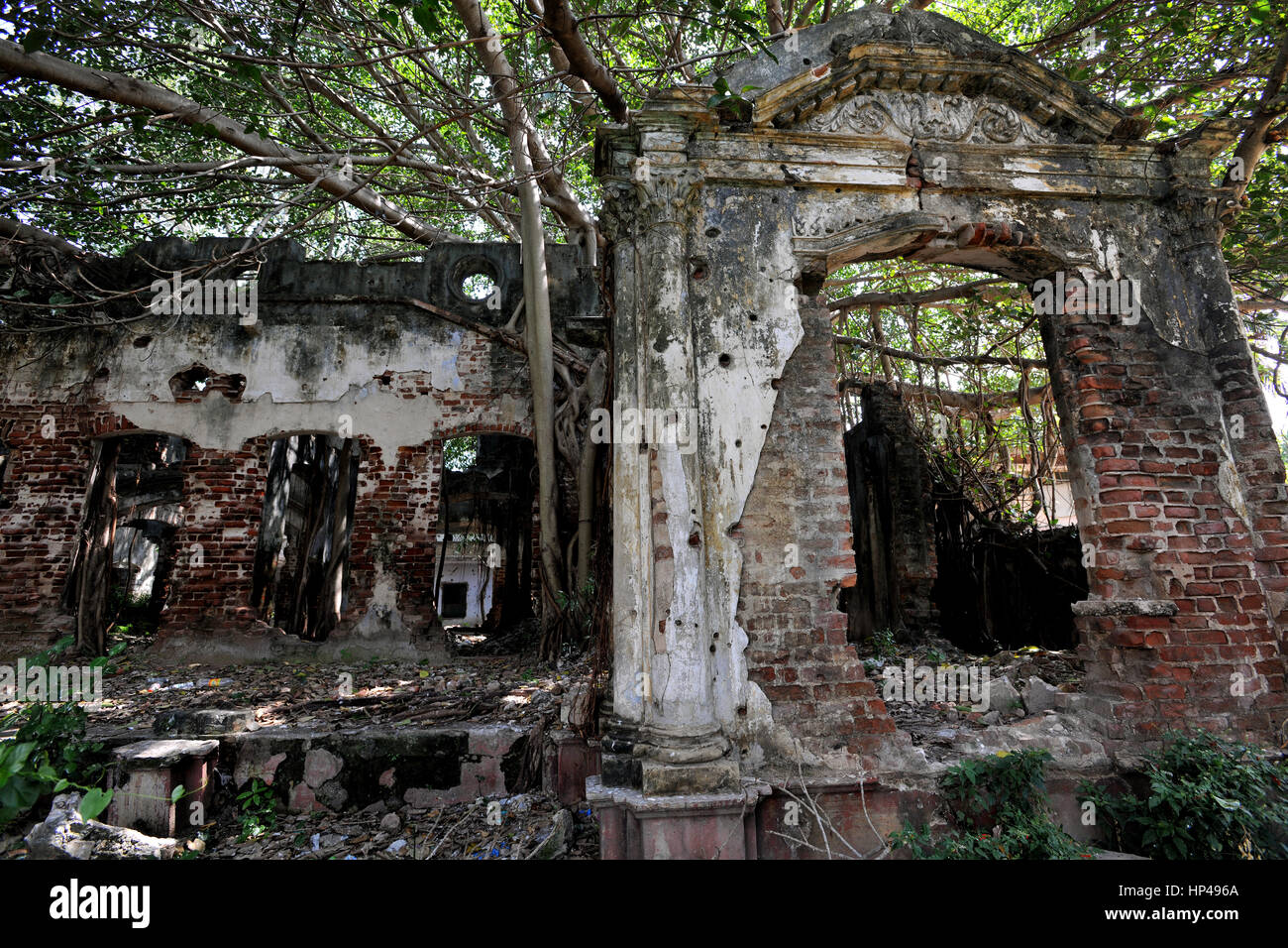 derelict building in Jaffna,Sri Lanka Stock Photo