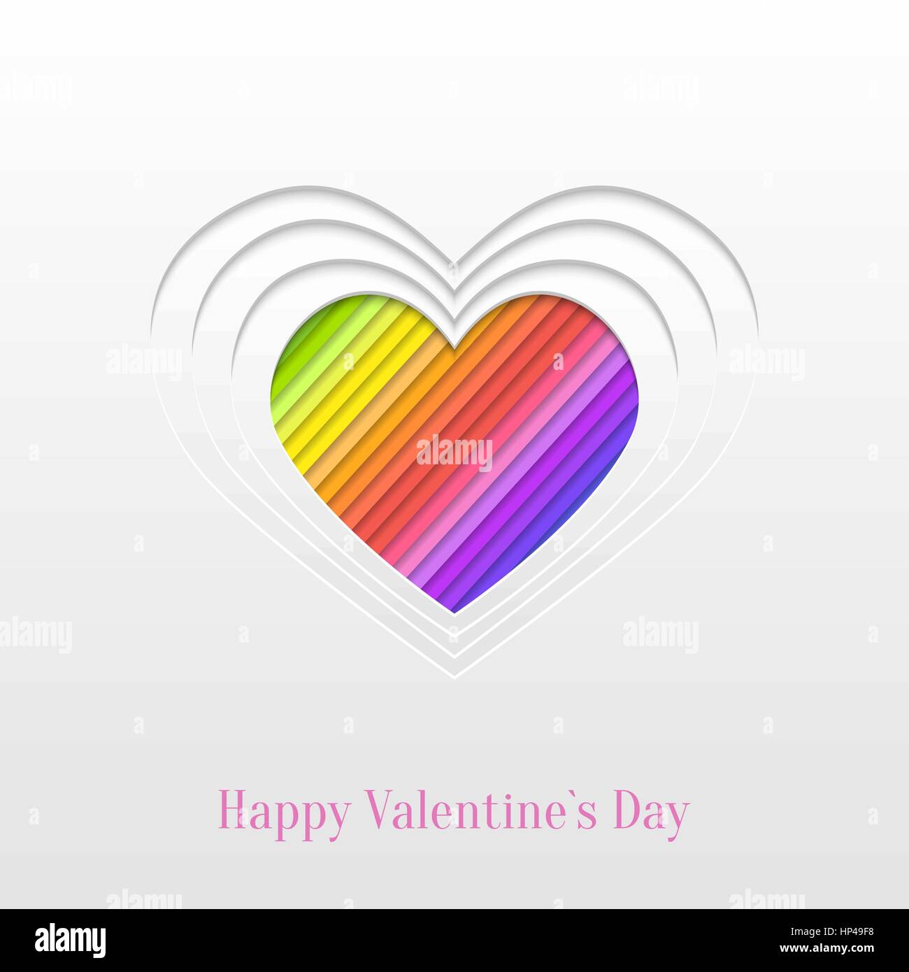Abstract Paper Cut Valentines Day Heart Background, Trendy Greeting Card or Invitation Design Template Stock Vector