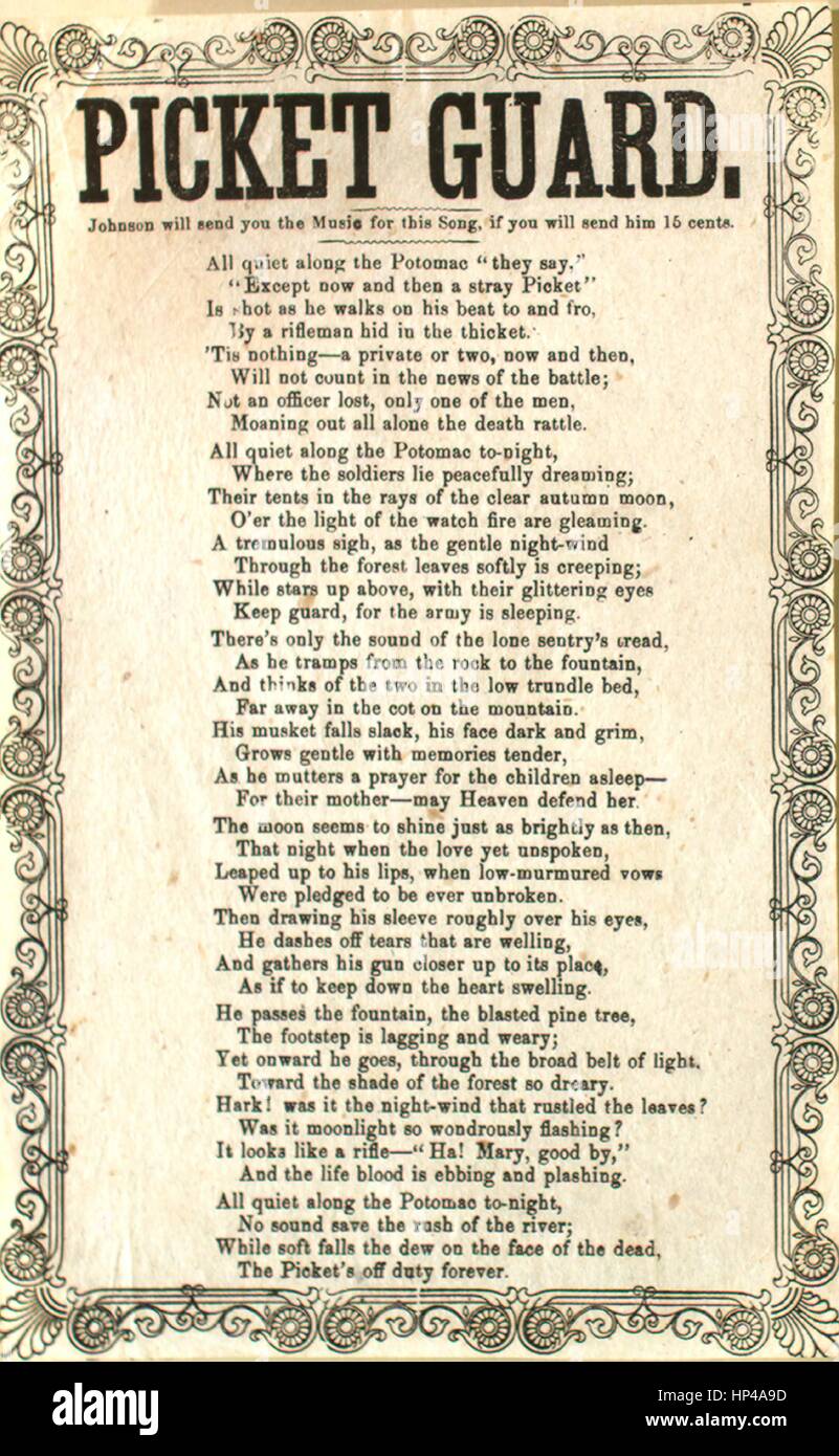 Sheet music cover image of the song 'Song Sheet Picket Guard', with