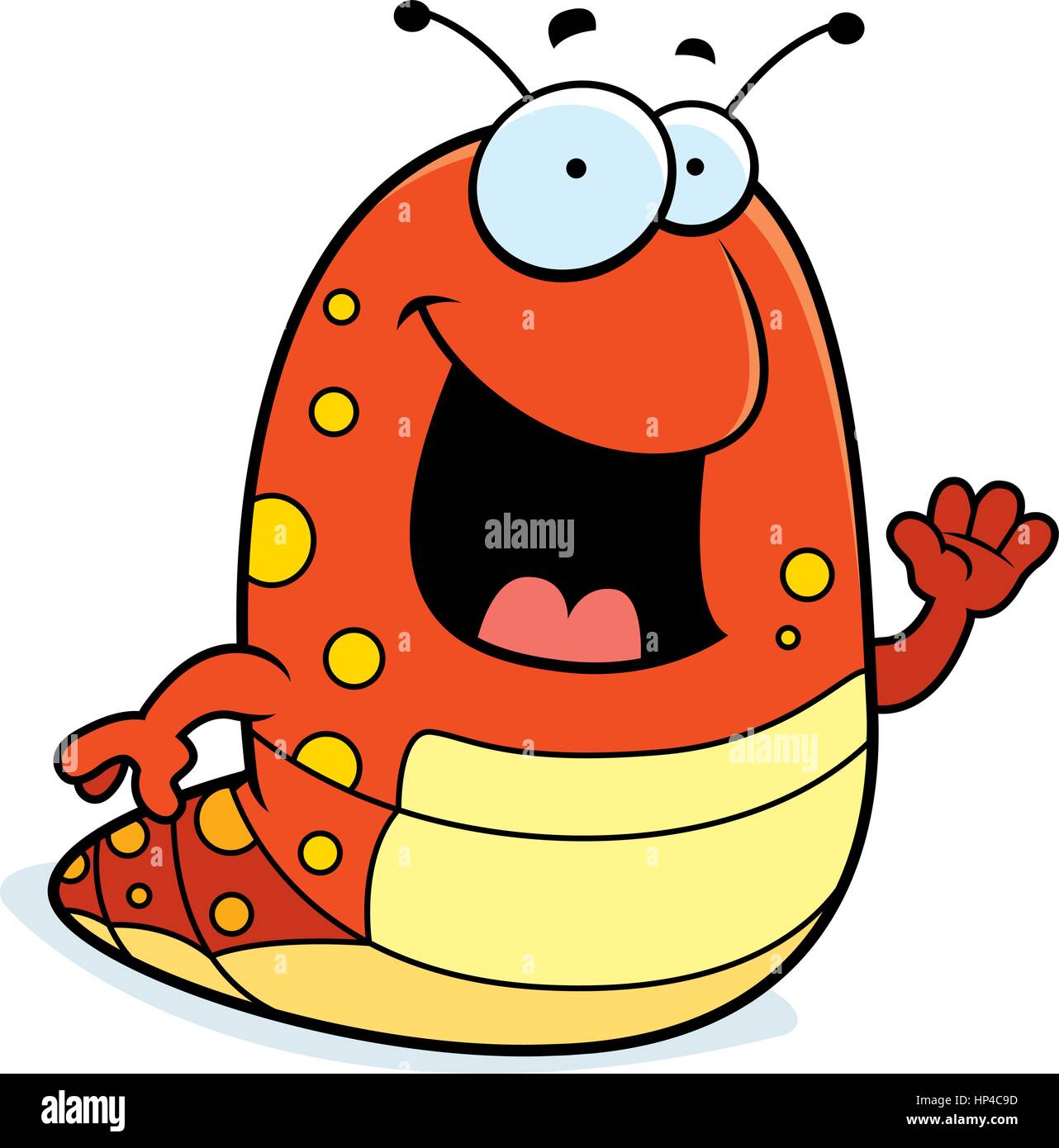 A happy cartoon caterpillar waving and smiling Stock Vector Image & Art ...