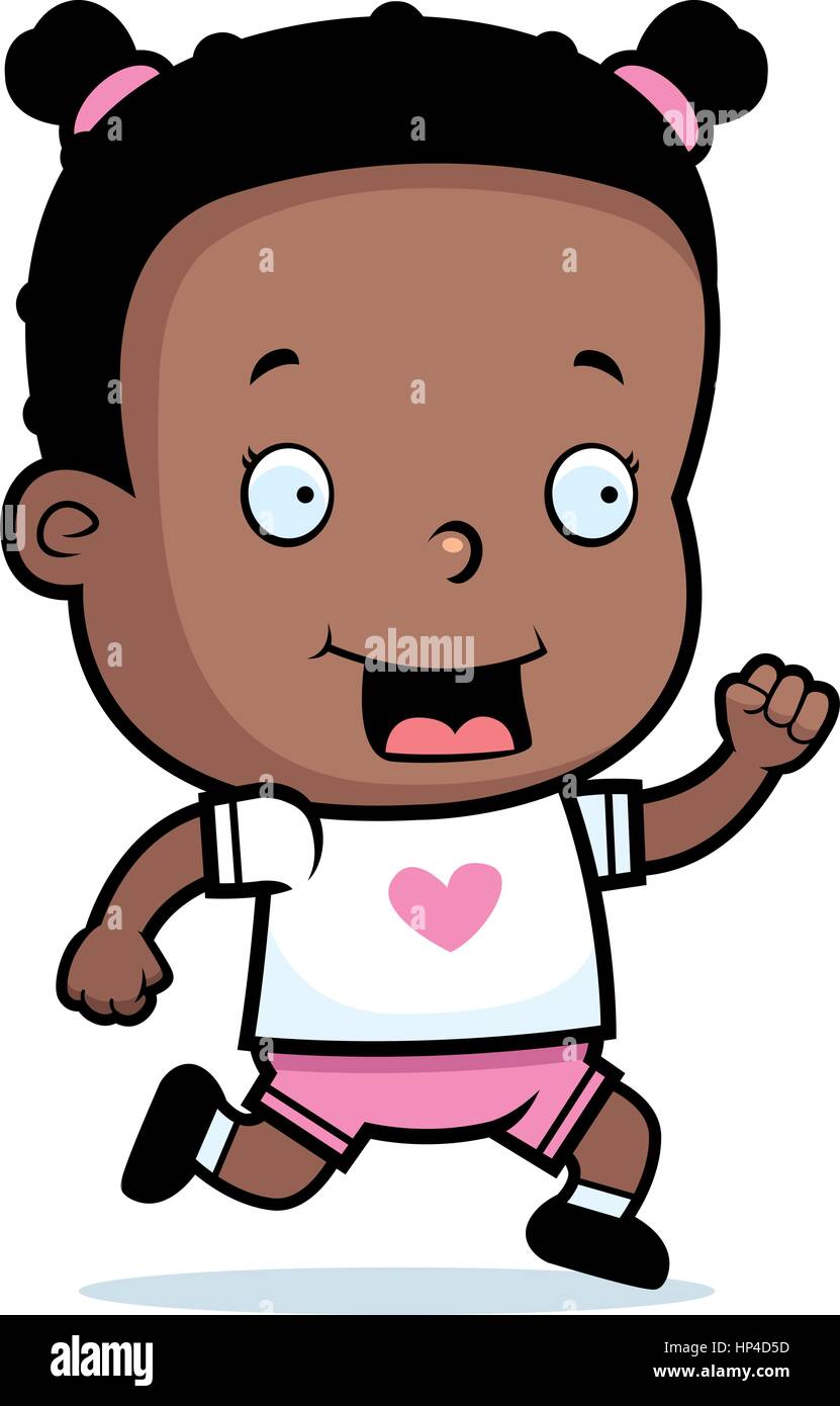 A happy cartoon toddler girl running and smiling Stock Vector Image ...