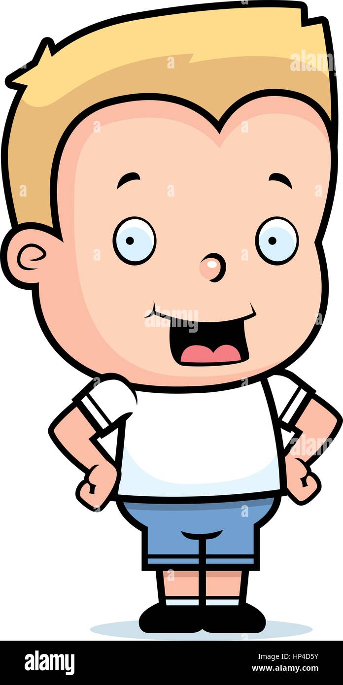 A happy cartoon toddler boy standing and smiling Stock Vector Image ...