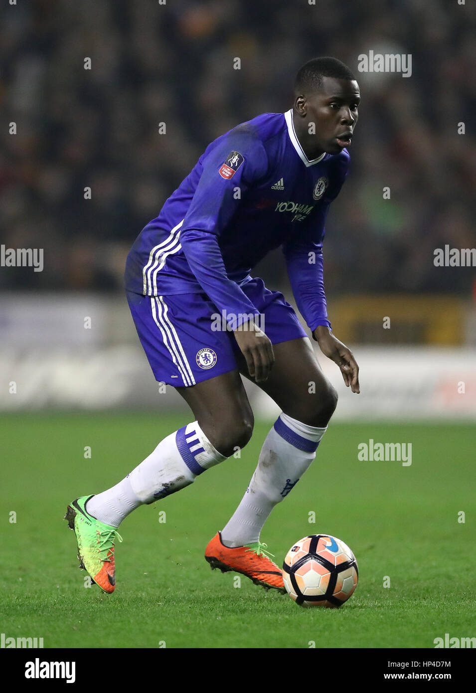 Chelsea's Kurt Zouma during the Emirates FA Cup, Fifth Round match at Molineux, Wolverhampton. PRESS ASSOCIATION Photo. Picture date: Saturday February 18, 2017. See PA story SOCCER Wolves. Photo credit should read: Nick Potts/PA Wire. RESTRICTIONS: No use with unauthorised audio, video, data, fixture lists, club/league logos or 'live' services. Online in-match use limited to 75 images, no video emulation. No use in betting, games or single club/league/player publications. Stock Photo