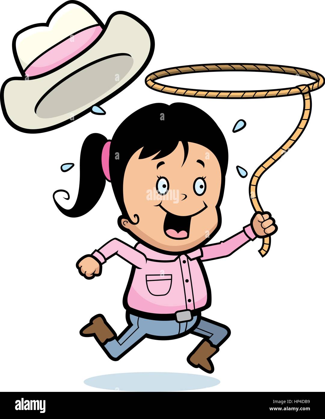 A happy cartoon girl with a lasso Stock Vector Image & Art - Alamy