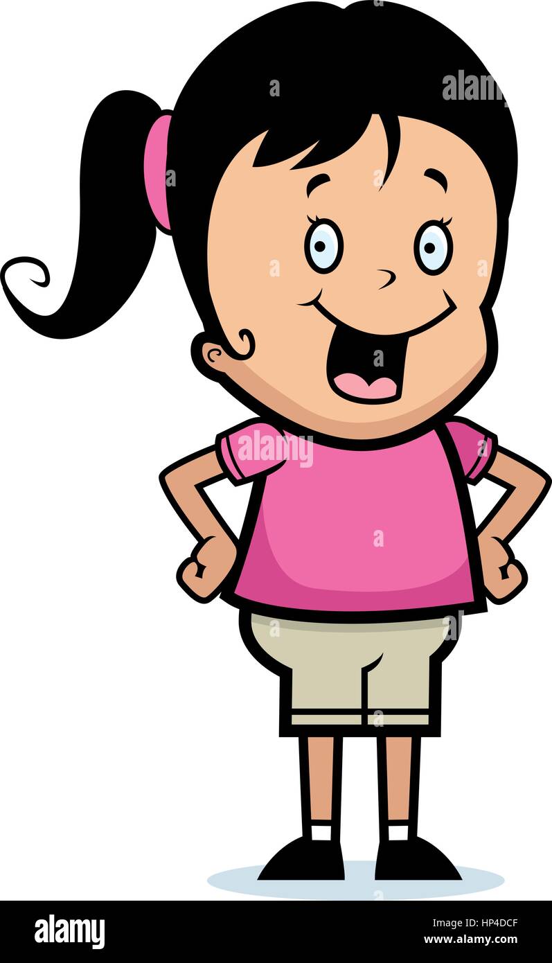 A happy cartoon girl standing and smiling Stock Vector Image & Art - Alamy