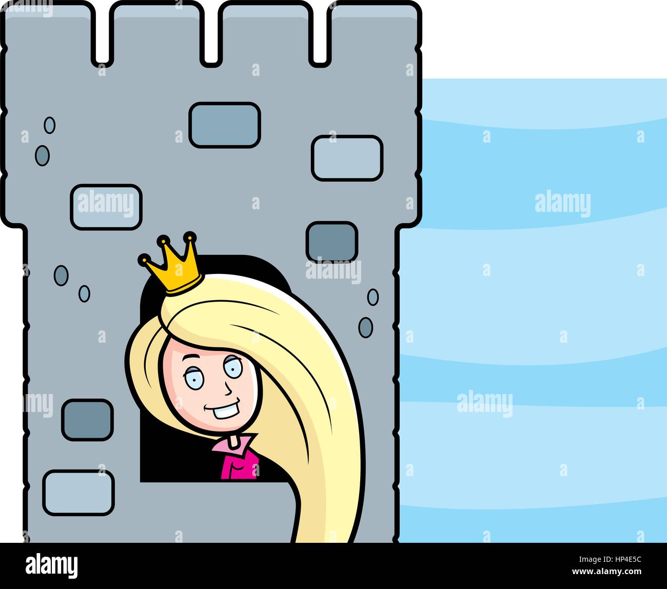 A happy cartoon princess in a castle. Stock Vector