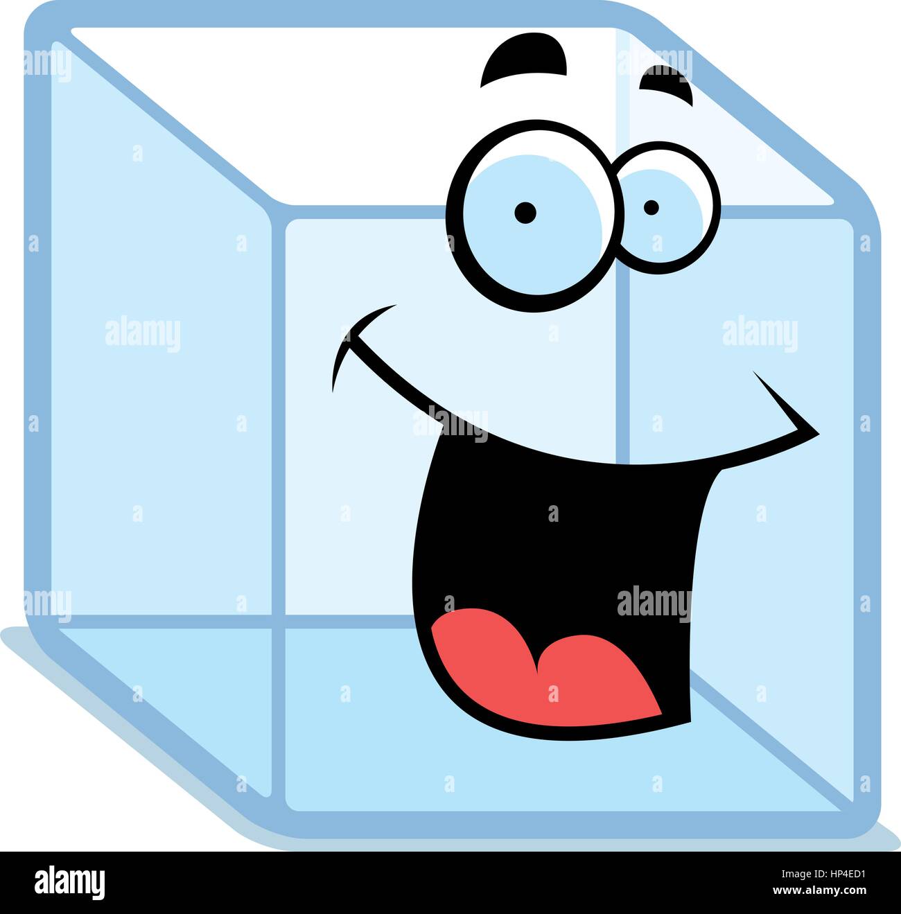 A cartoon ice cube happy and smiling. Stock Vector