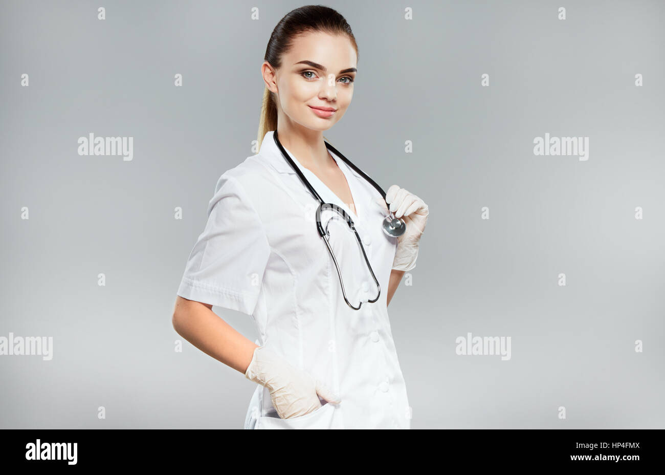Full Length Portrait of Woman in White Robe Stock Photo - Image of medicine, car