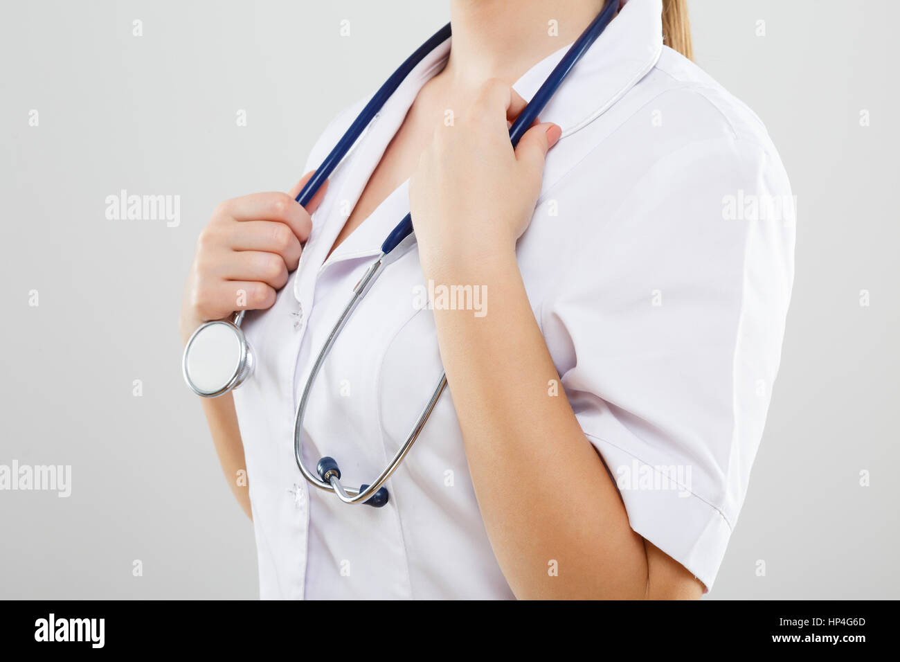 Stethoscopes on neck Stock Photo Alamy