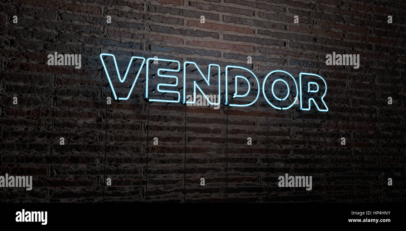 VENDOR -Realistic Neon Sign on Brick Wall background - 3D rendered ...