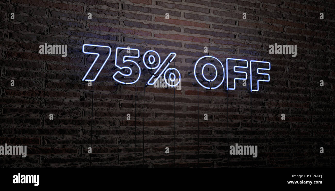 75% OFF -Realistic Neon Sign on Brick Wall background - 3D rendered ...