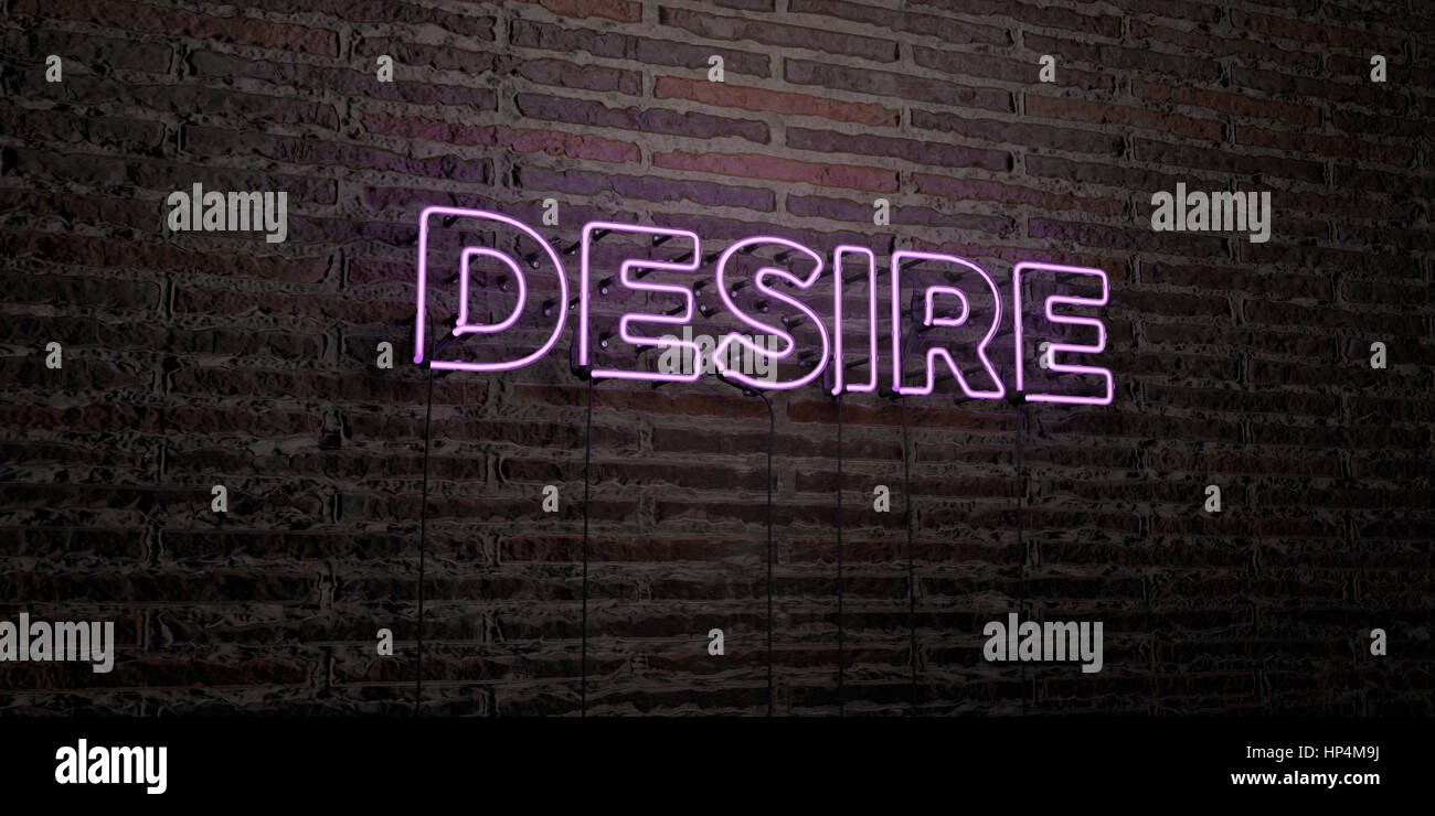 Desire glowing neon sign on hi-res stock photography and images