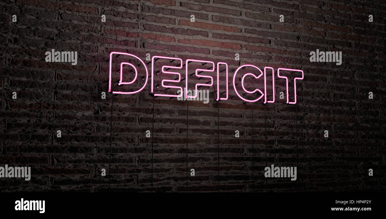 Deficit Background DEFICIT -Realistic Neon Sign on Brick Wall background - 3D rendered ...