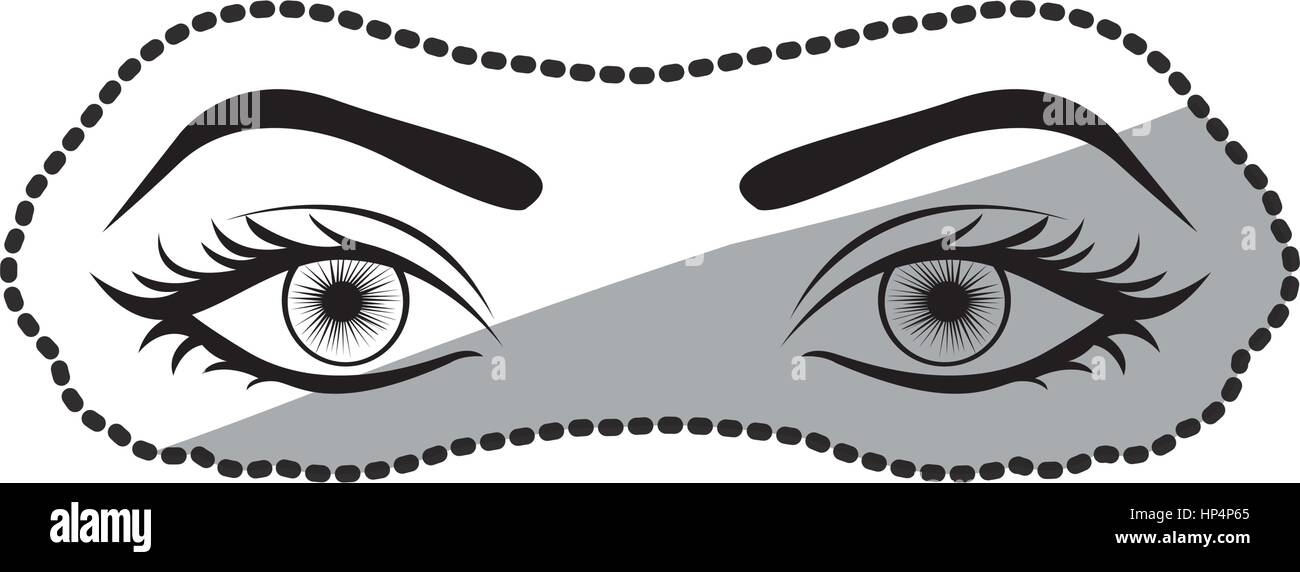 sticker black silhouette woman with open eyes Stock Vector Image & Art