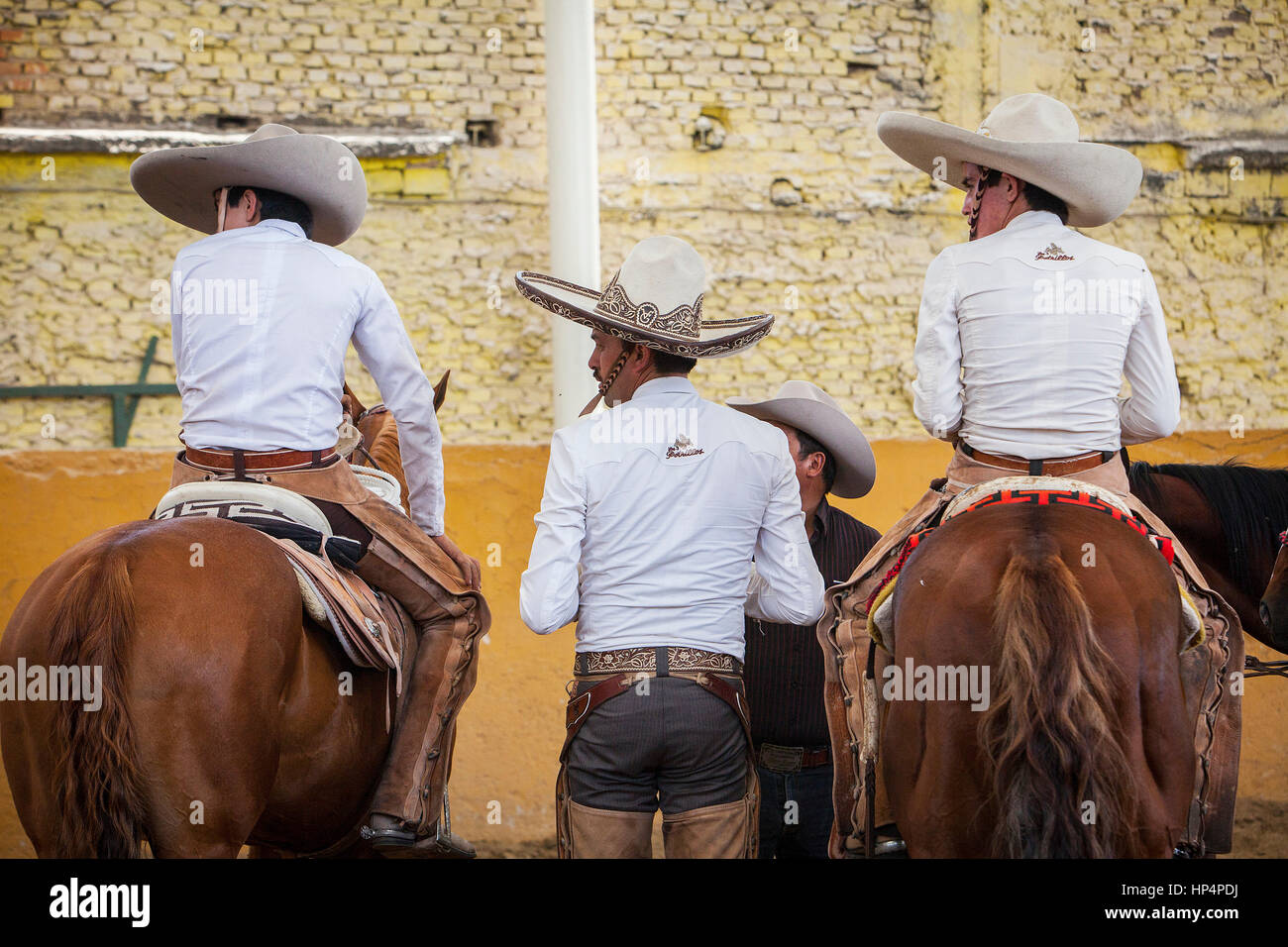 Mexican charros. A charreada Mexican rodeo at the Lienzo Charro Zermeno