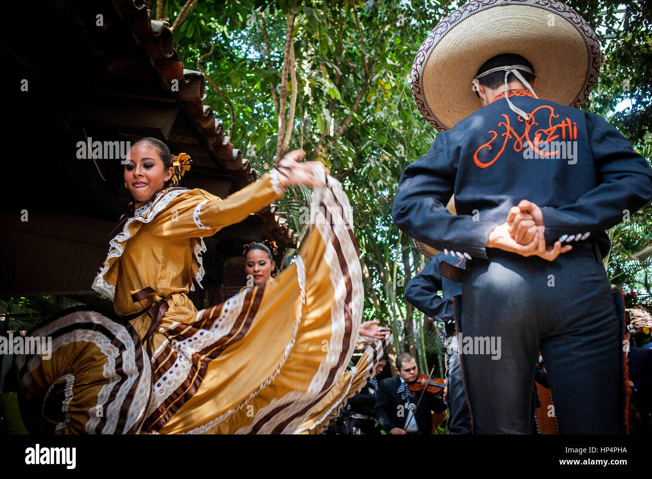 Traditional show, in El Abajeño restaurant, Juarez 131, Tlaquepaque, Guadalajara, Jalisco, Mexico Stock Photo