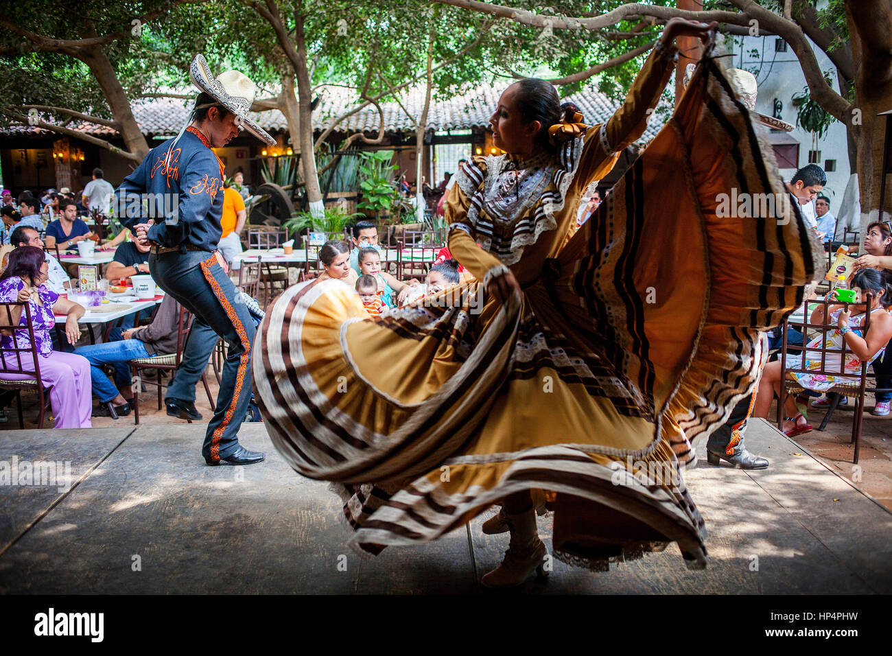 Traditional show, in El Abajeño restaurant, Juarez 131, Tlaquepaque, Guadalajara, Jalisco, Mexico Stock Photo