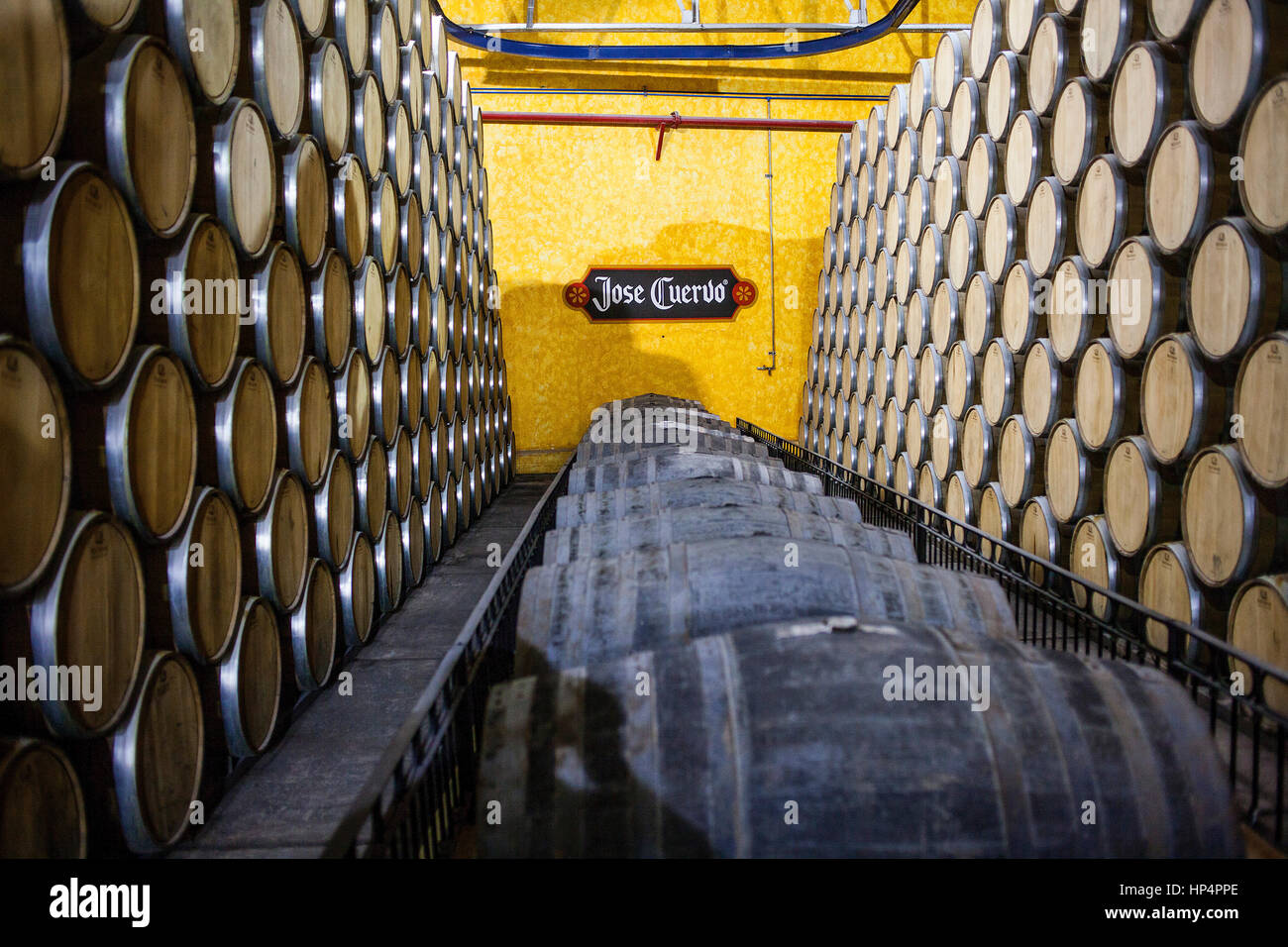 Maturation barrels, Jose cuervo tequila distillery, tequilera, in