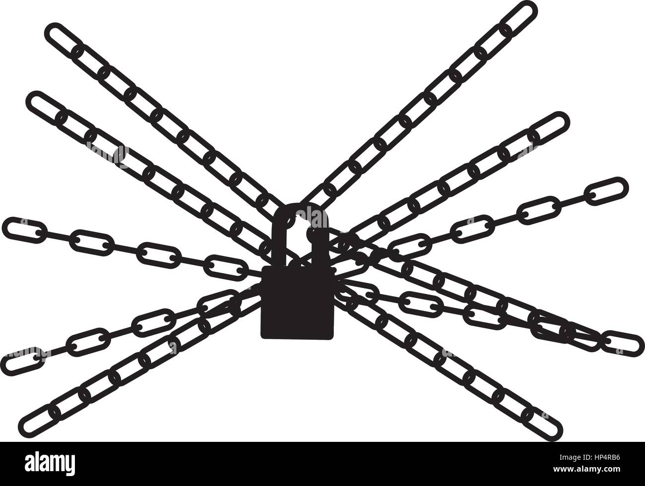 black silhouette padlock and metal many chains icon Stock Vector Image ...