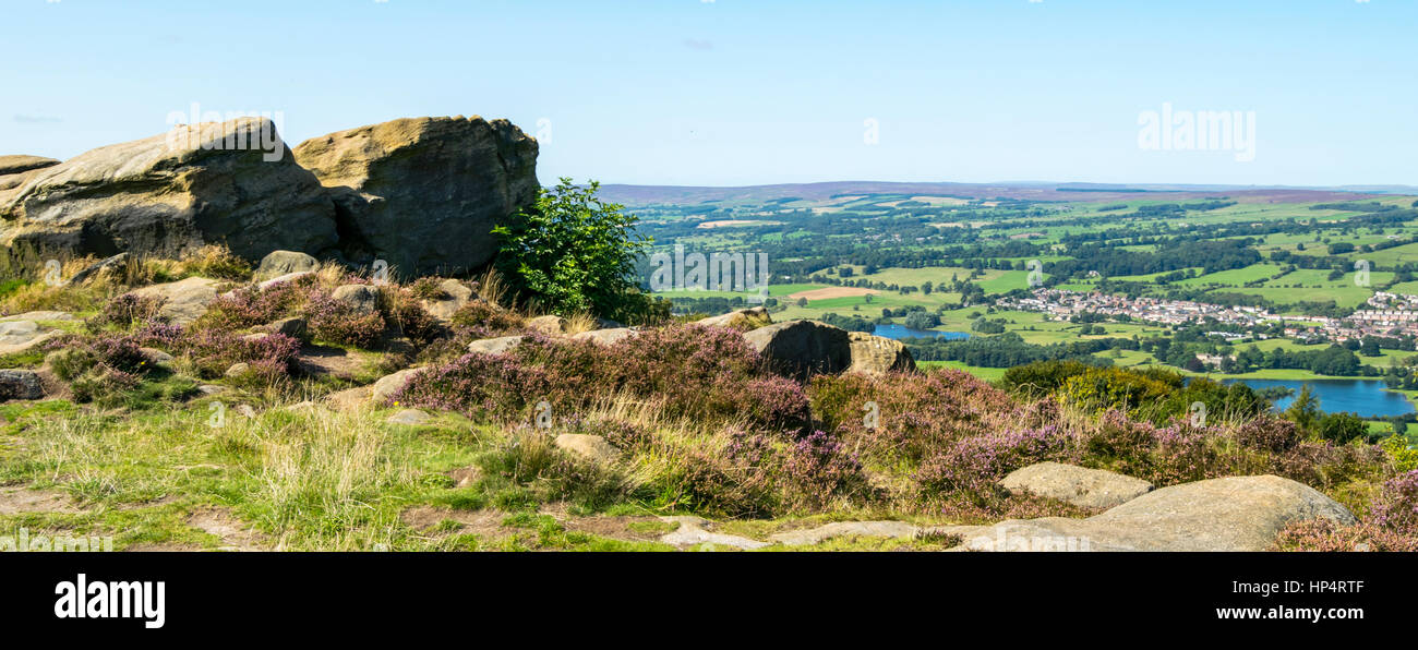 A view of Otley from Chevin Forest Park vantage point, Otley, West Yorkshire. Stock Photo