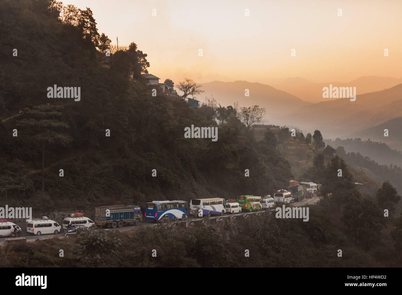 Traffic jam in the hills outside Kathmandu, Nepal Stock Photo Alamy