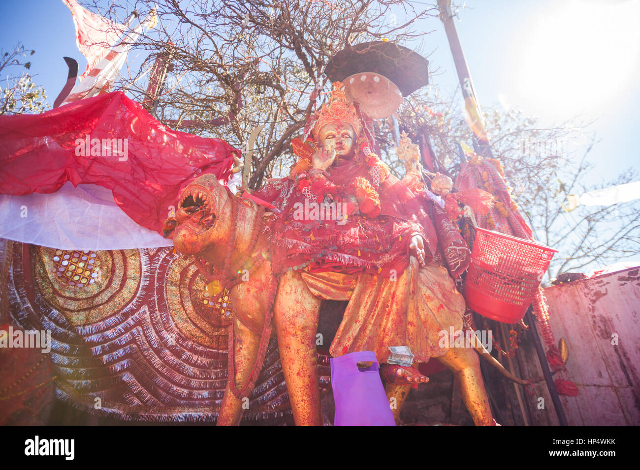 Statue of the goddess Pathivara, Pathivara Devi Temple, Nepal Stock