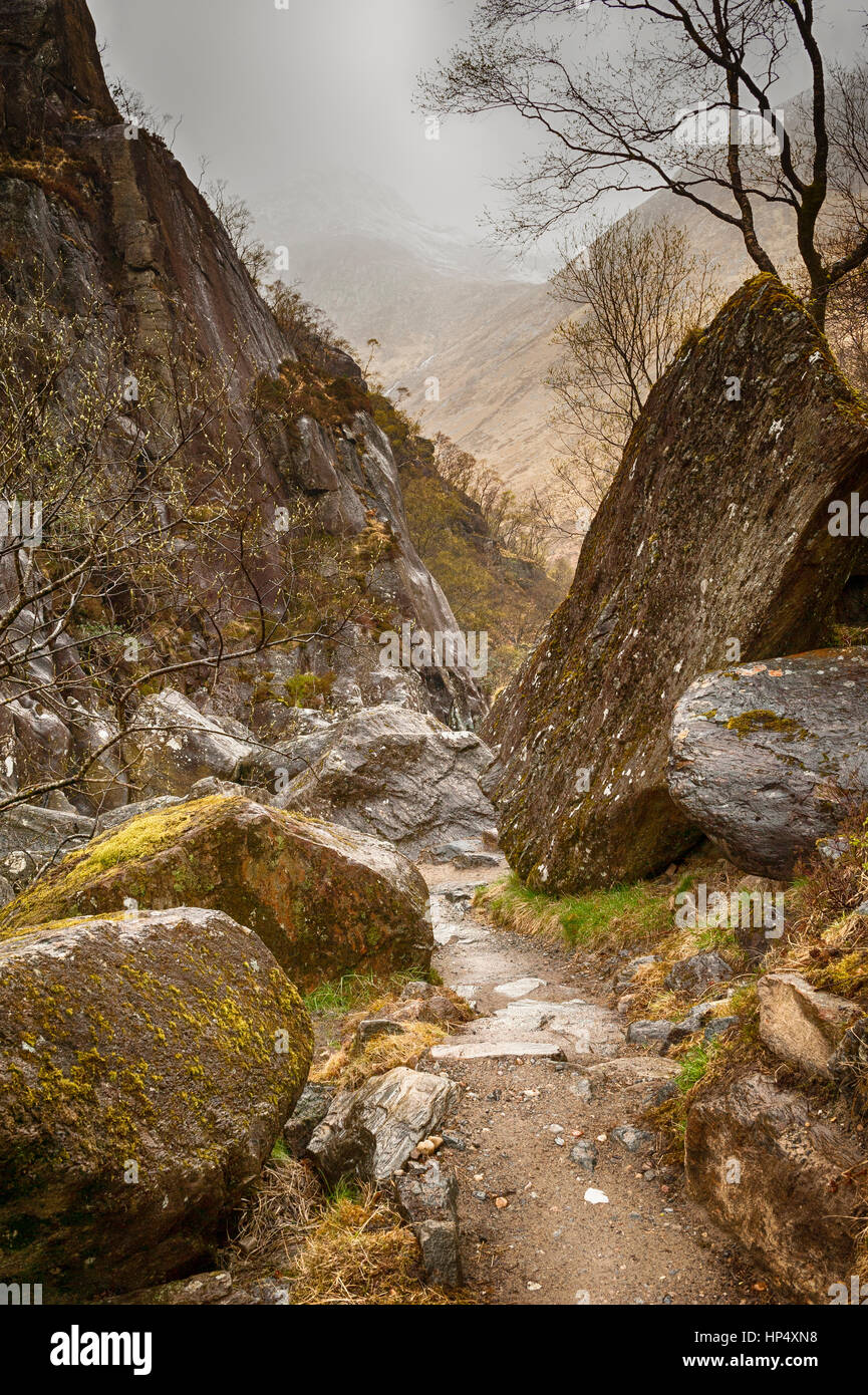 This is the road to the Steall Falls, a waterfall in the Highlands