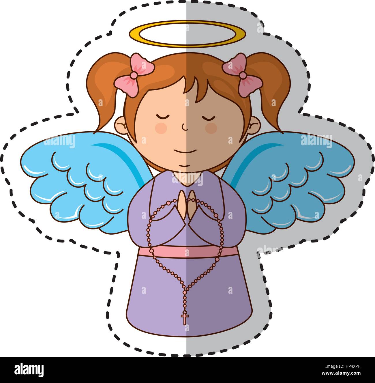 little girl angel character vector illustration design Stock Vector ...