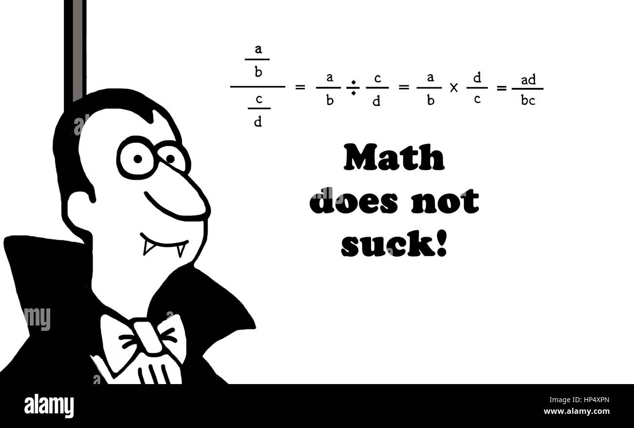Education cartoon about 'math does not suck!'. Stock Photo