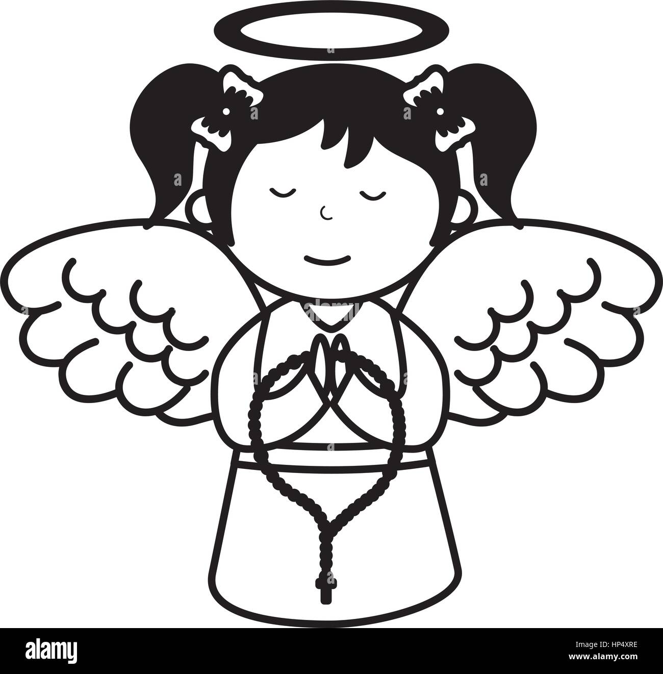 little girl angel character vector illustration design Stock Vector ...