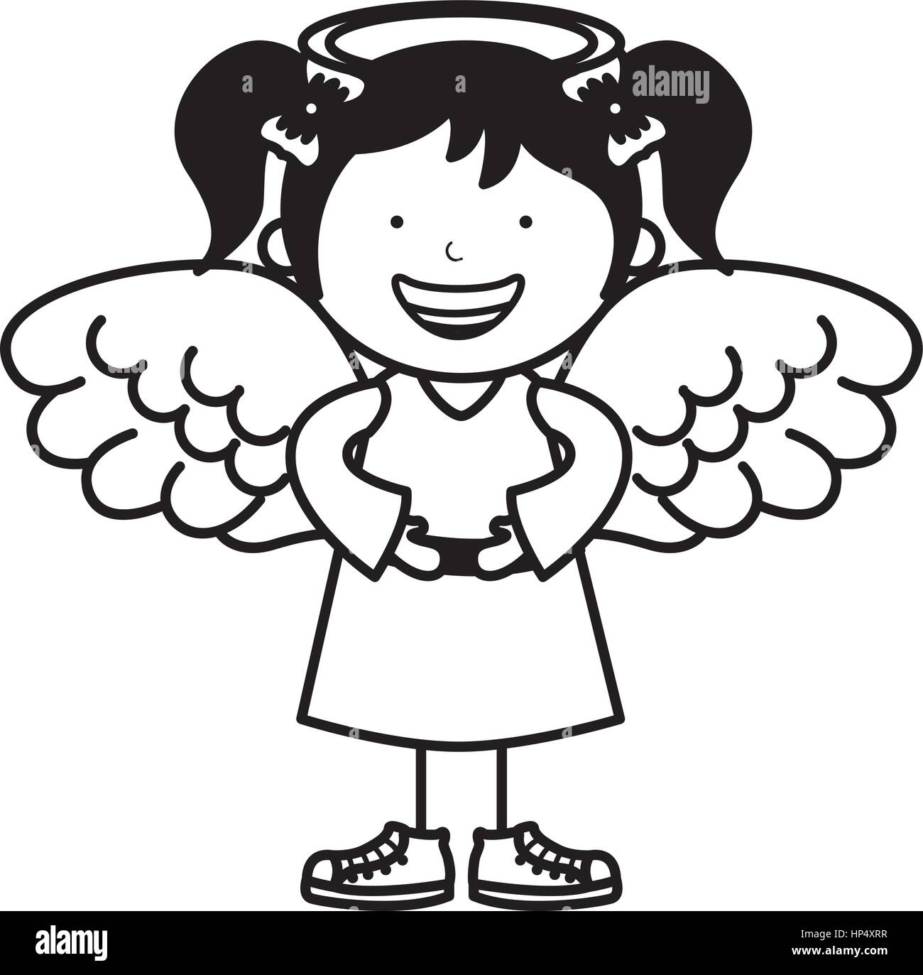 little girl angel character vector illustration design Stock Vector ...