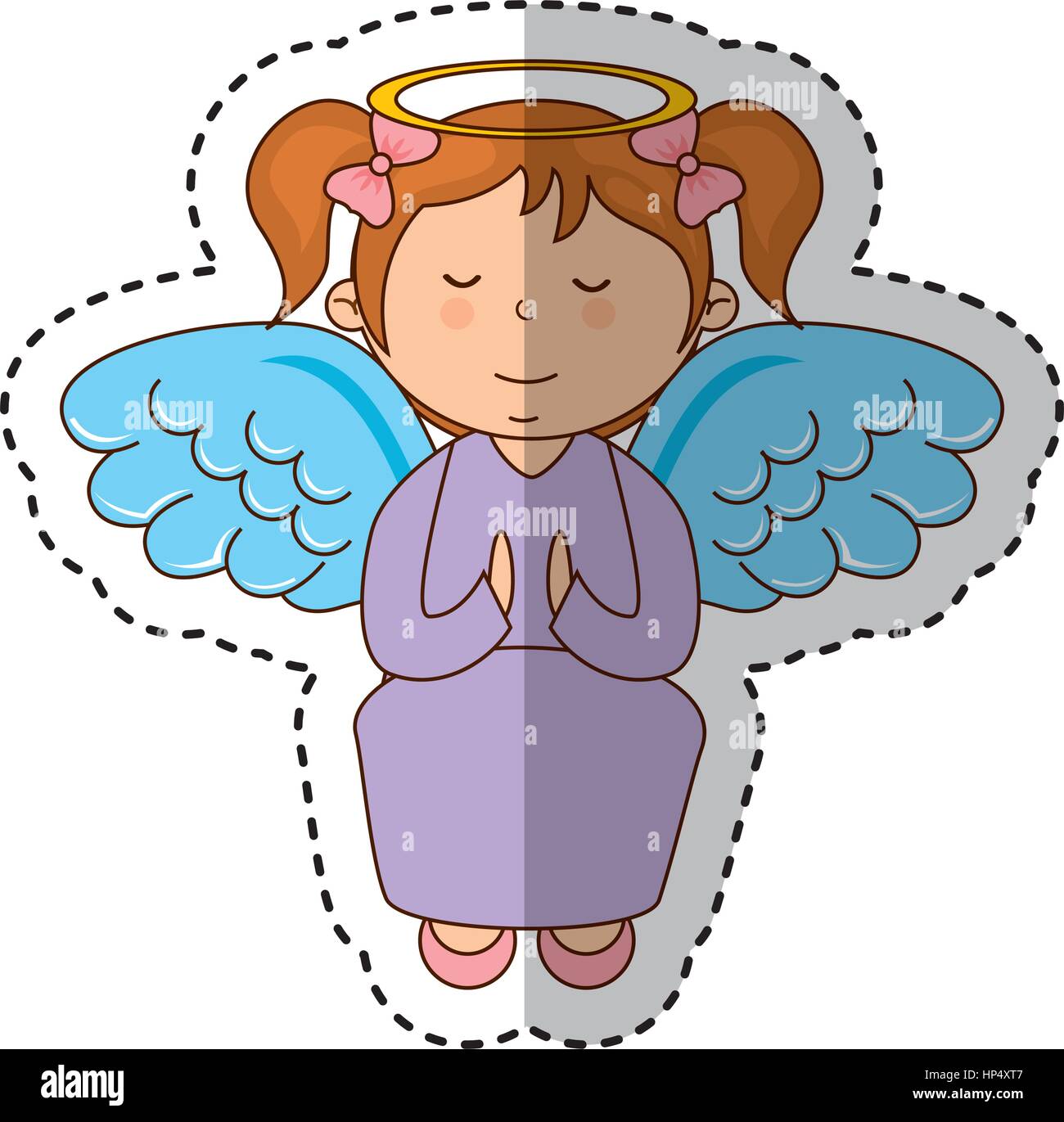little girl angel character vector illustration design Stock Vector ...