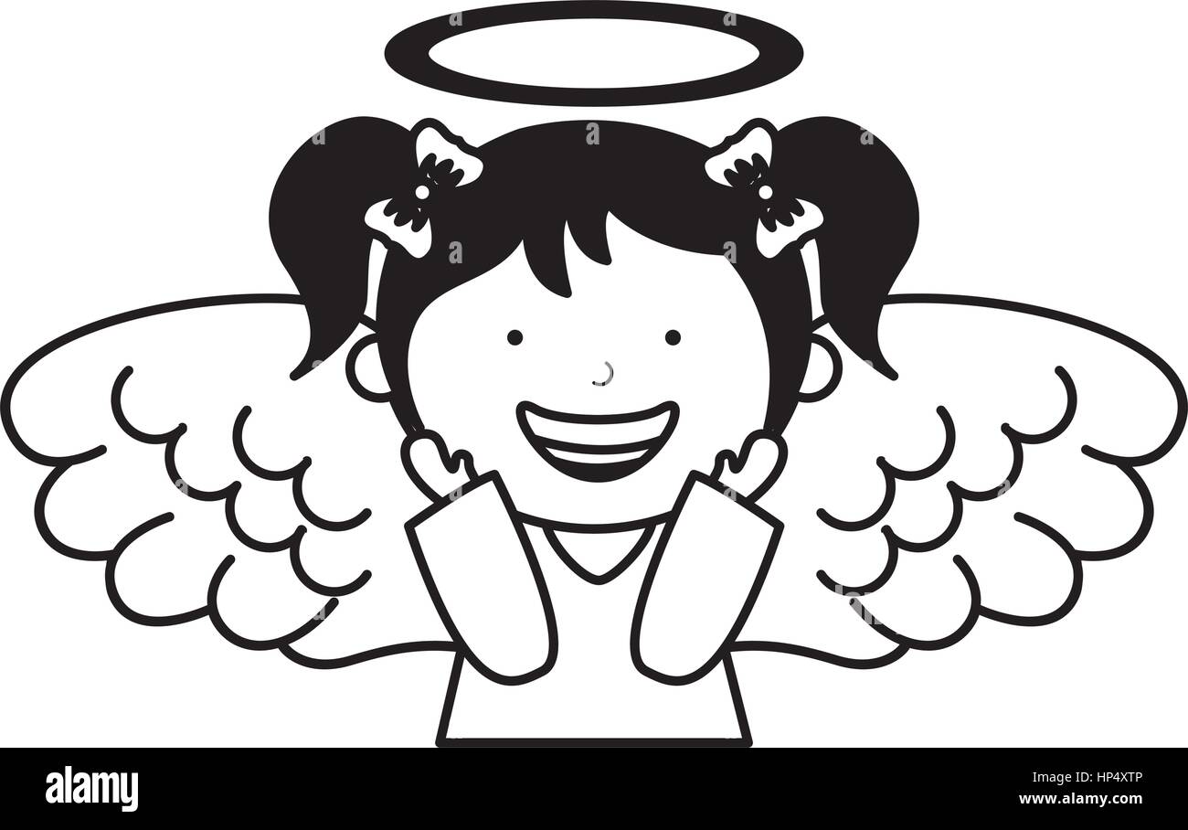 little girl angel character vector illustration design Stock Vector ...