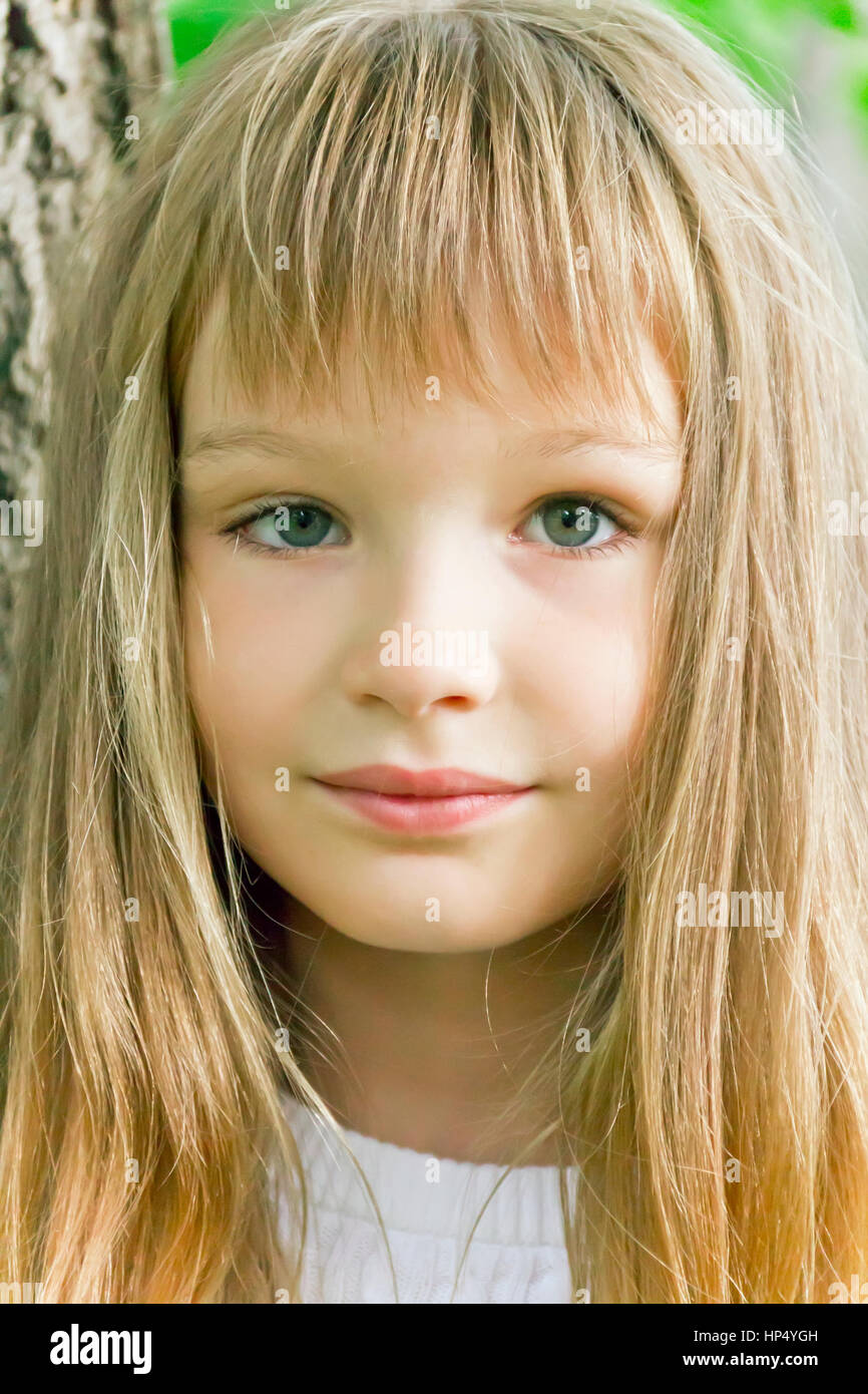 Photo of cute girl with long hair Stock Photo - Alamy